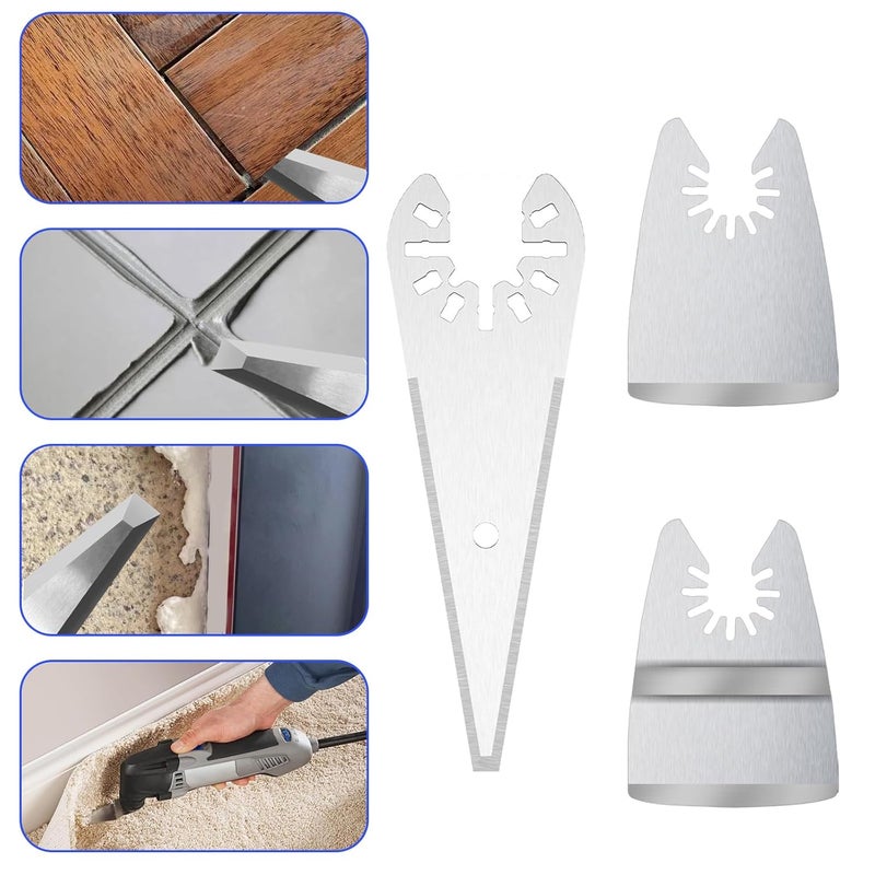 BBYPP 9pcs Oscillating Scraper Blades for caulk adhesive sealant removal, Universal Multi tool Quick Release, 3pcs Rigid Scraper, 3pcs Flexible Scraper, 3pcs tapered scraper - Image 4